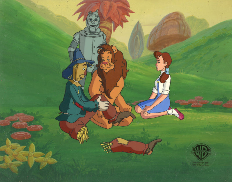 The Wizard of Oz Original Production Cel on Original Background: Scarecrow, Tin Man, Cowardly Lion, Dorothy