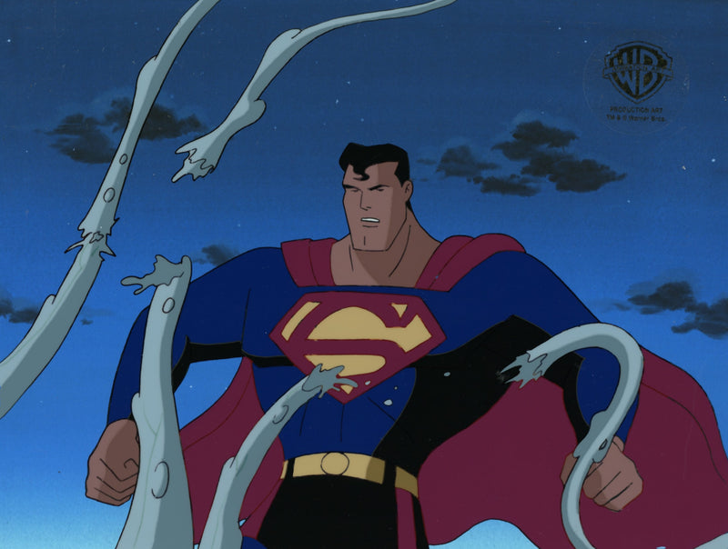 Superman the Animated Series Original Production Cel with Matching Drawing: Superman