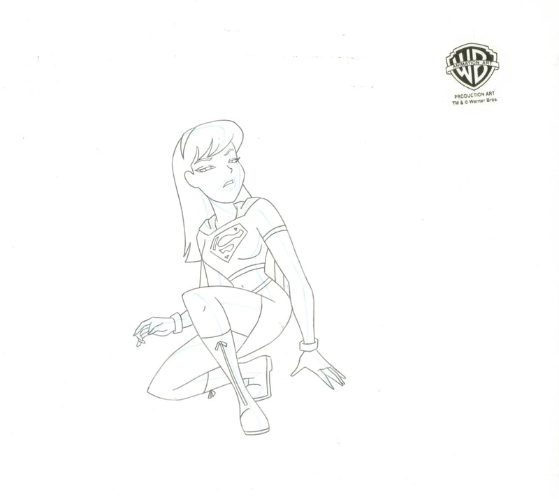 Superman the Animated Series Original Production Cel With Matching Drawing: Supergirl, Superman