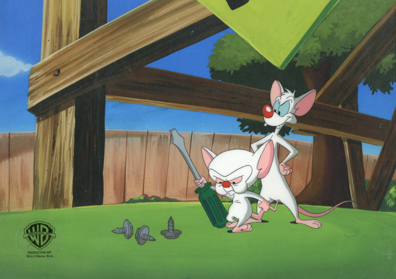 Pinky And The Brain Original Production Cel with Matching Drawings: Pinky, Brain