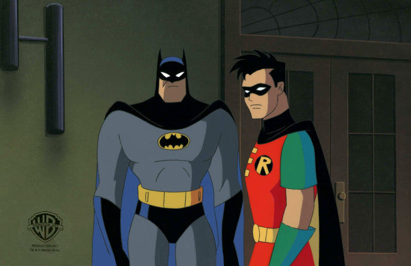 Batman The Animated Series Original Production Cel On Original Background: Batman, Robin