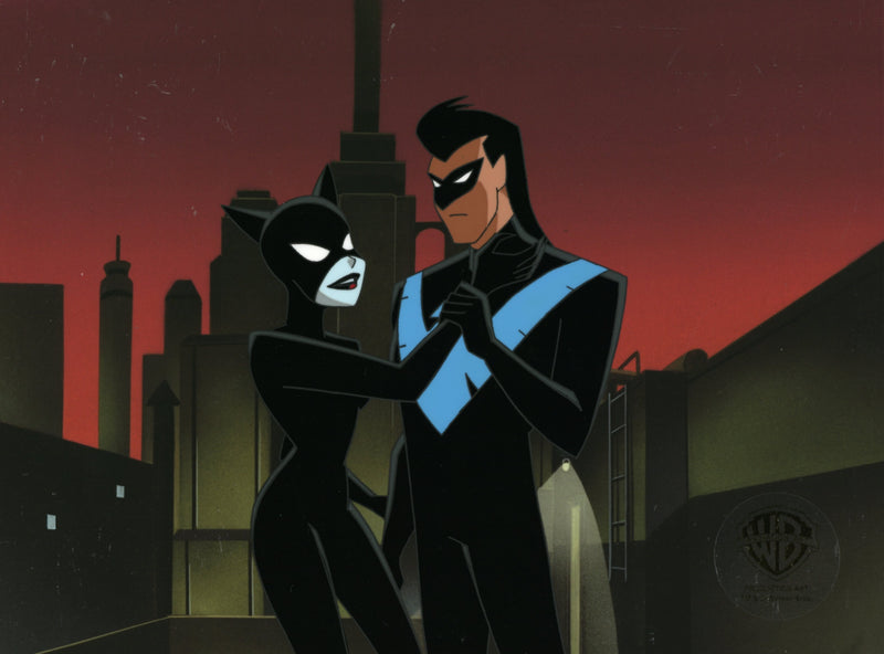 The New Batman Adventures Original Production Cel with Matching Drawing: Catwoman, Nightwing