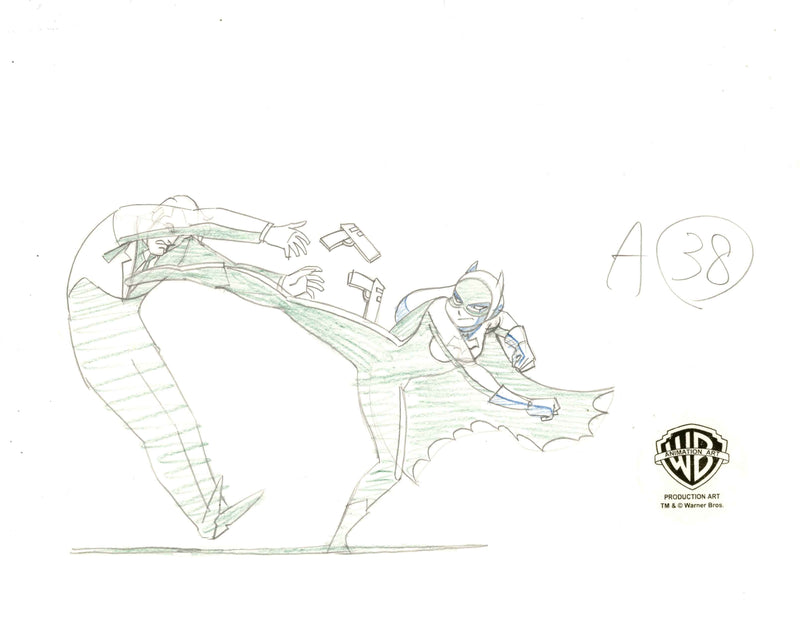 Batman The Animated Series Original Production Drawing: Batgirl and Two-Face