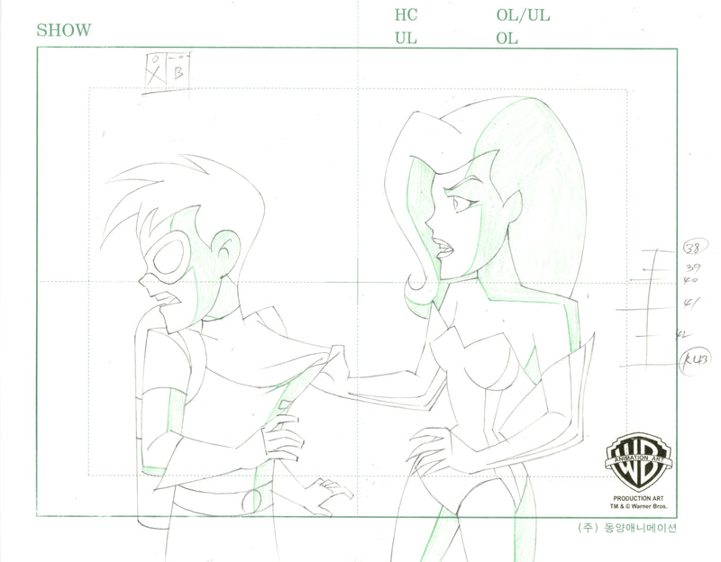 The New Batman Adventures Original Production Drawing: Robin, Poison Ivy