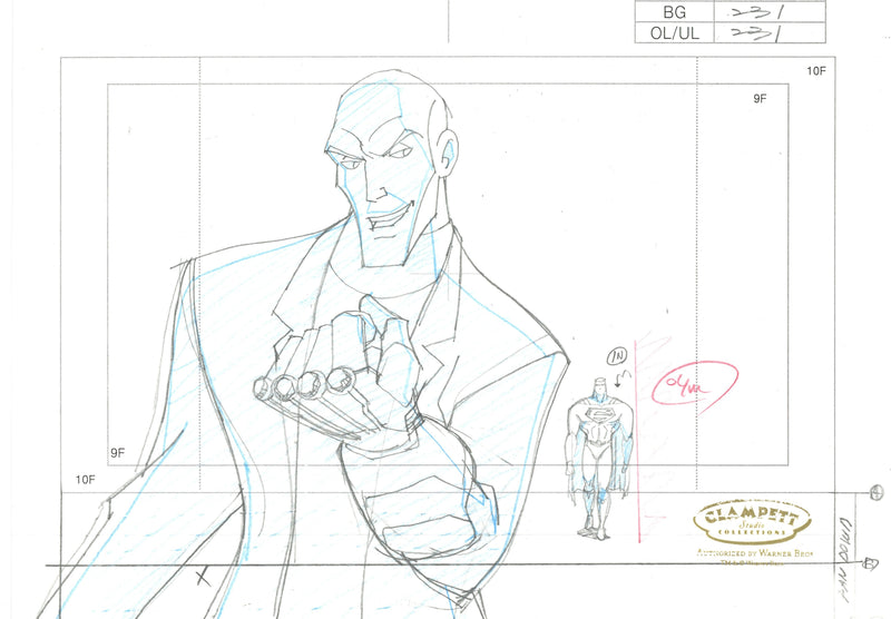 Superman Doomsday Original Production Drawing: Lex Luthor, Superman