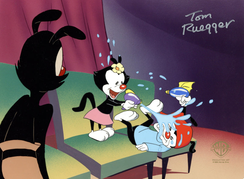 Animaniacs Original Production Cel Signed by Tom Ruegger: Wakko, Yakko, Dot