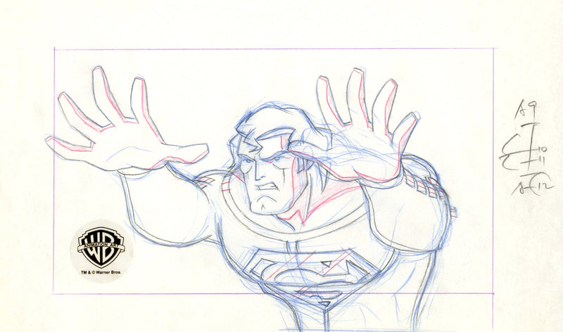 Superman Doomsday Original Production Drawing: Superman