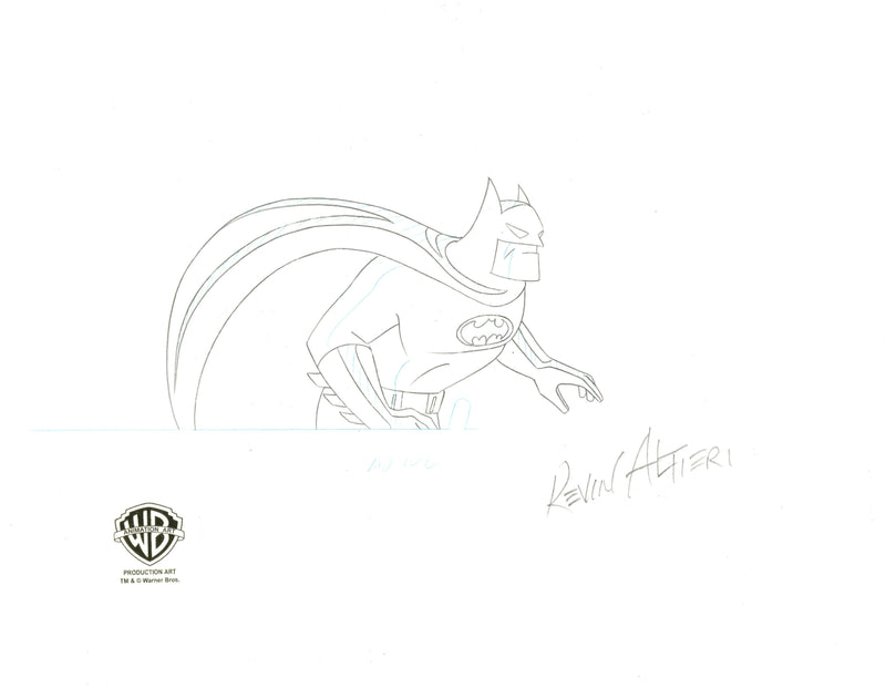 Batman: Mask of the Phantasm Original Production Cel with Matching Drawing Double Signed by Kevin Altieri: Batman