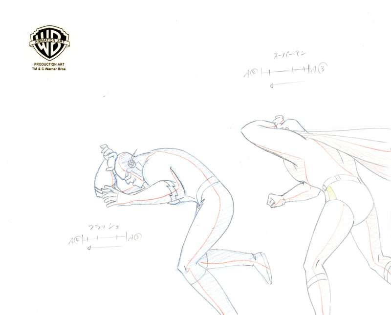 Superman The Animated Series Original Production Drawing: Superman, Flash