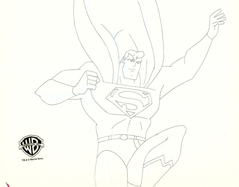 Superman The Animated Series Original Production Cel with Matching Drawing: Superman