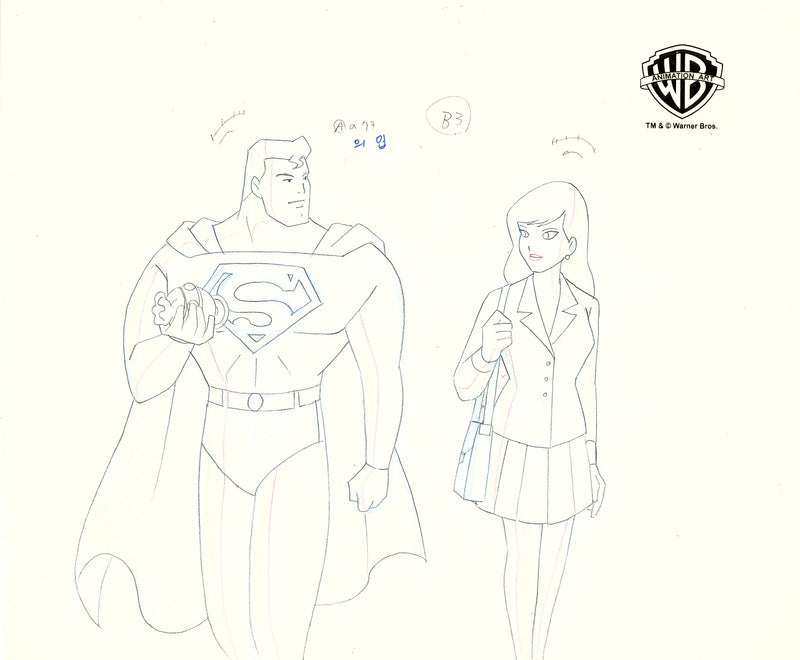 Superman The Animated Series Original Production Drawing: Superman, Lois