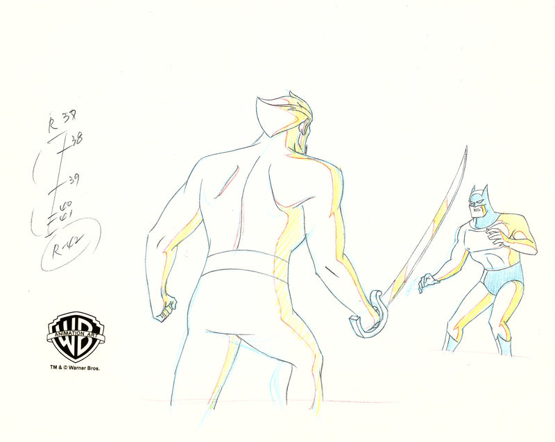 Batman The Animated Series Original Production Drawing: Ra's Al Ghul, Batman