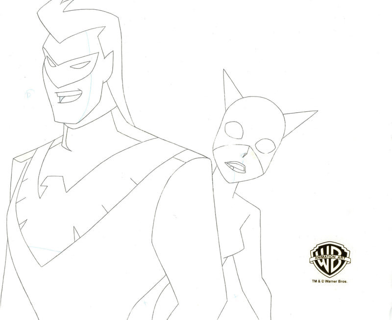 The New Batman Adventures Original Production Drawing: Nightwing, Catwoman