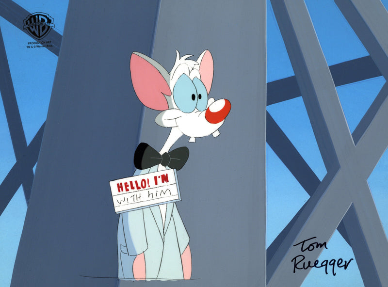 Pinky And The Brain Original Production Cel on Original Background Signed By Tom Ruegger: Pinky