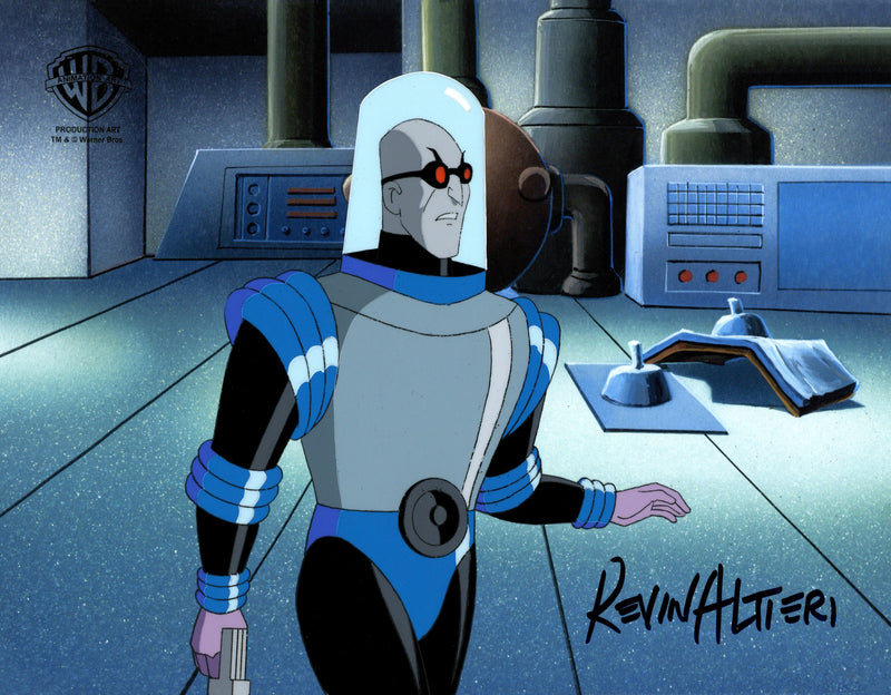 Batman The Animated Series Original Production Cel with Matching Drawing Double Signed By Kevin Altieri: Mr. Freeze