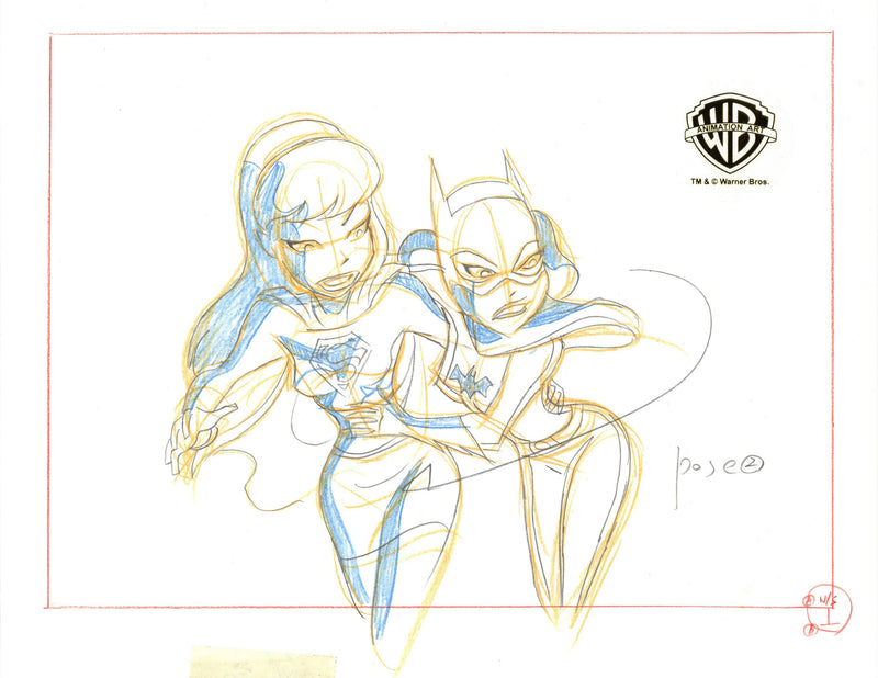 The New Batman Adventures Original Production Drawing: Supergirl, Batgirl