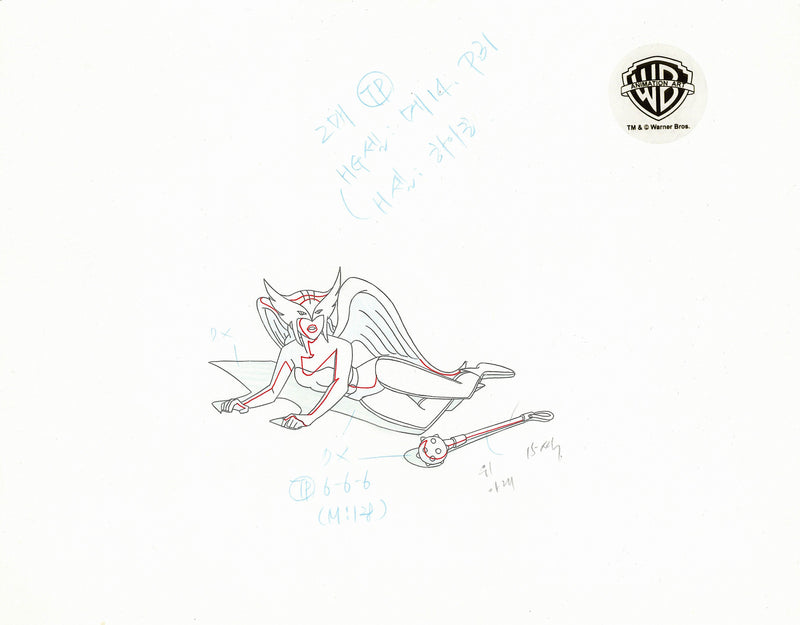 Justice League Original Production Drawing: Hawkgirl
