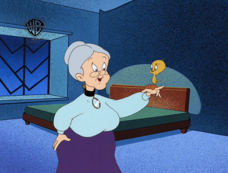 Sylvester and Tweety Mysteries Original Production Cel: Granny and Tweety Bird