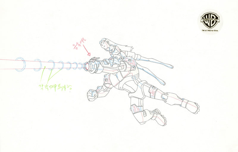 Teen Titans Original Production Drawing: Starfire, Cyborg