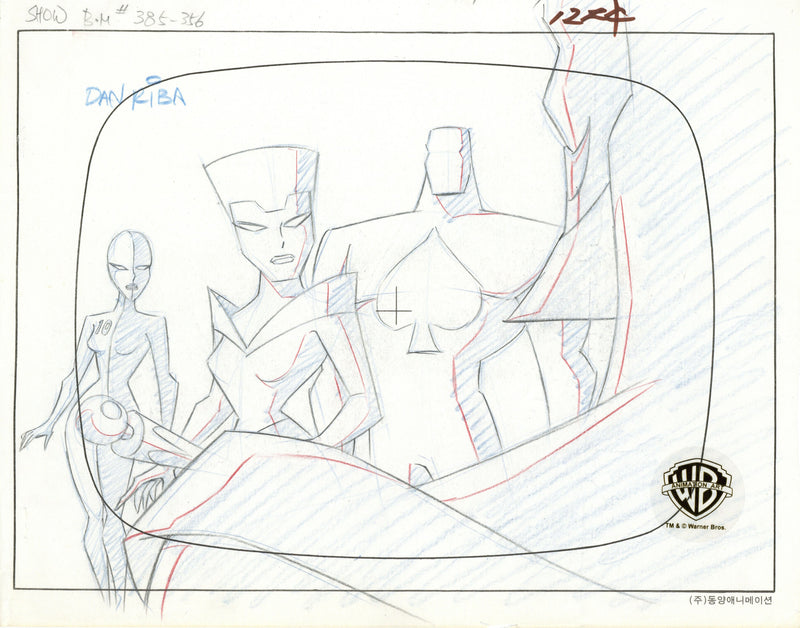 Batman Beyond Original Production Drawing Signed by Dan Riba: Royal Flush Gang