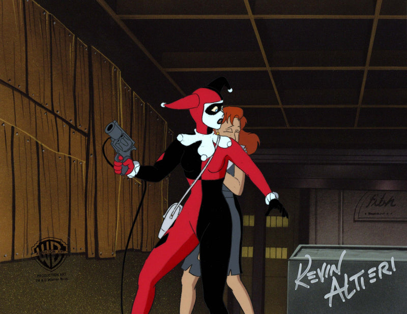 Batman The Animated Series Original Production Cel with Matching Drawing Double Signed By Kevin Altieri: Harley, Veronica