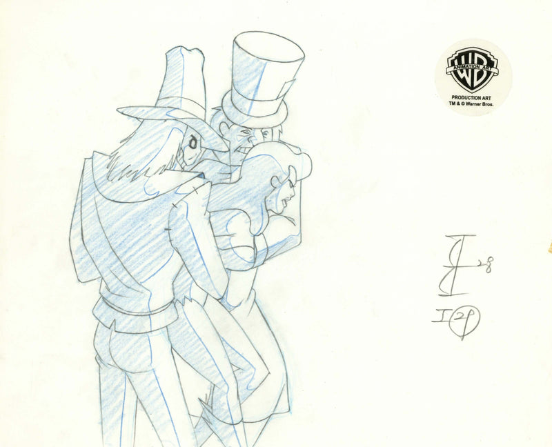 Batman The Animated Series Original Production Drawing: Poison Ivy, Scarecrow, Mad Hatter
