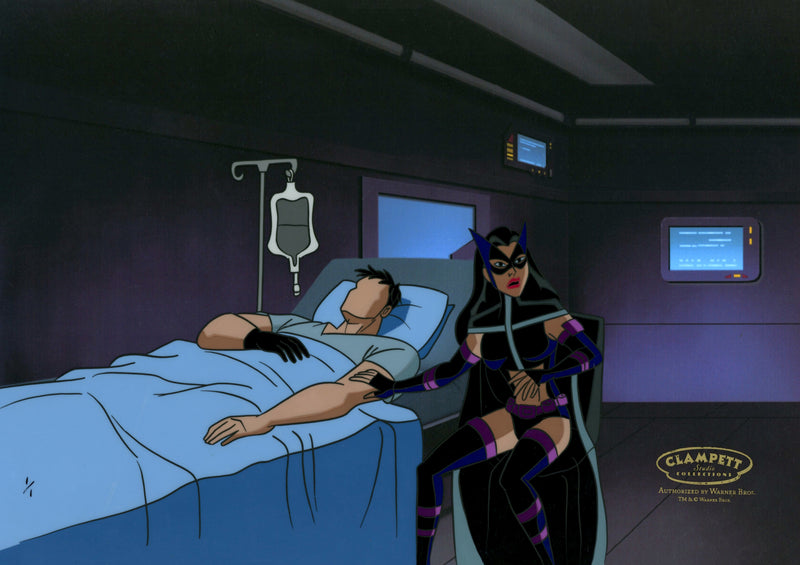 Justice League Unlimited Original Production Drawing with Cel Recreation: Huntress and The Question
