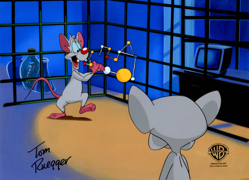 Pinky and the Brain Original Production Cel Signed by Tom Ruegger: Pinky, Brain