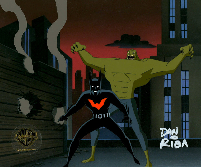 Batman Beyond Original Production Cel with Matching Drawings Signed by Dan Riba: Batman, Killer Croc