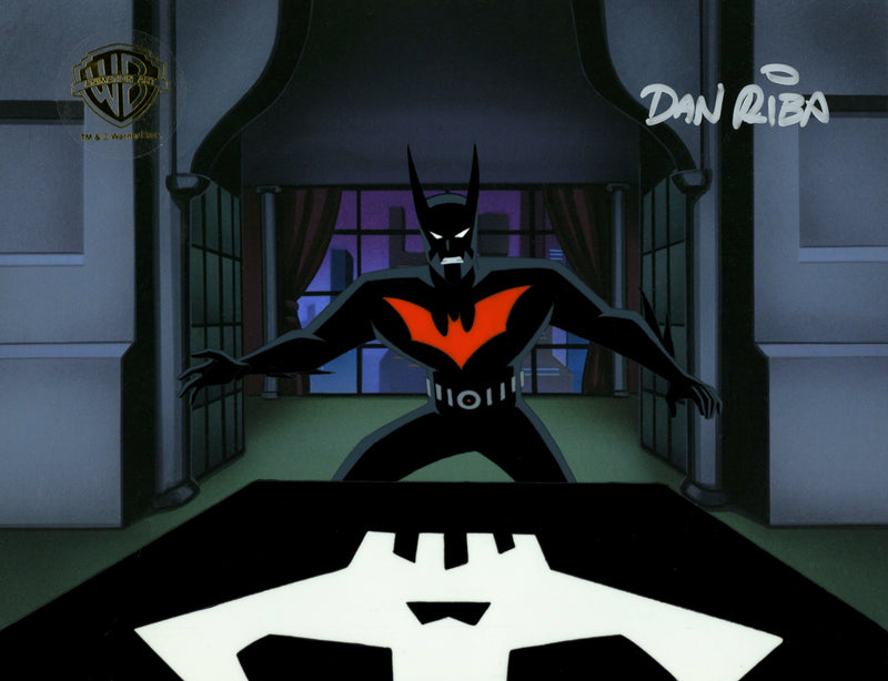 Batman Beyond Original Production Cel with Matching Drawing Signed by Dan Riba: Batman