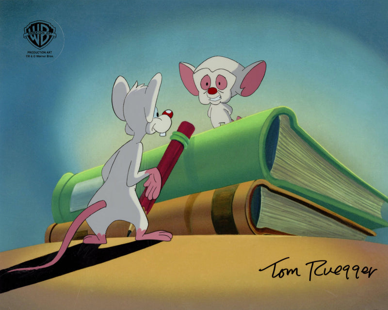 Pinky And The Brain Original Production Cel Signed by Tom Ruegger: Pinky, Brain