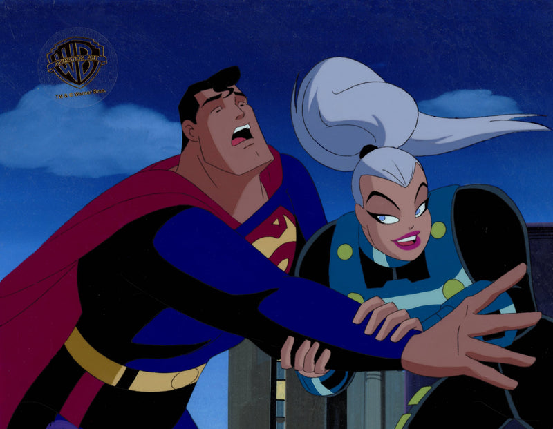 Superman The Animated Series Original Production Cel on Original Background: Superman, Mala