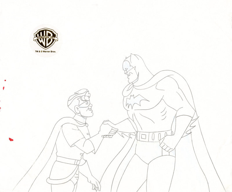 The New Batman Adventures Original Production Drawing: Golden Age Batman & Robin