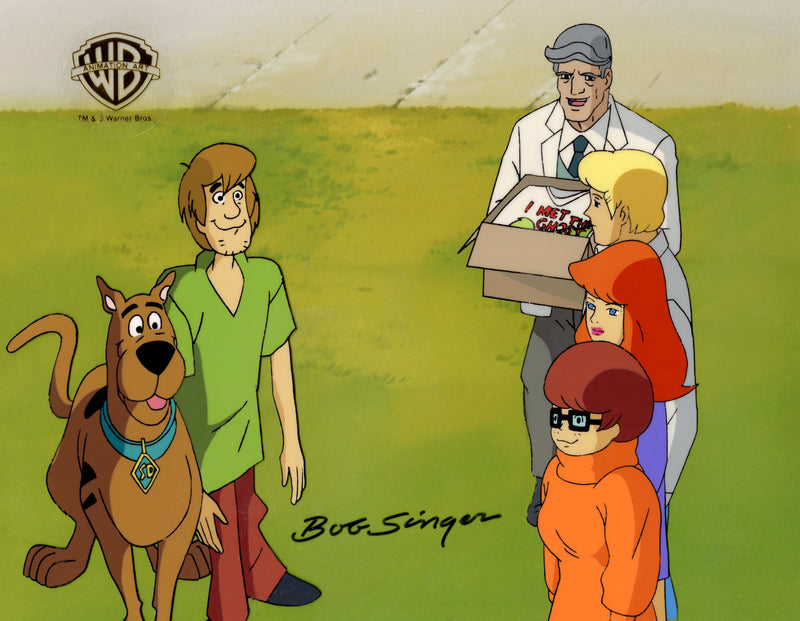 Scooby-Doo and the Witch's Ghost Original Production Cel and Matching Drawing Signed by Bob Singer: Mystery Gang, Mr. McKnight