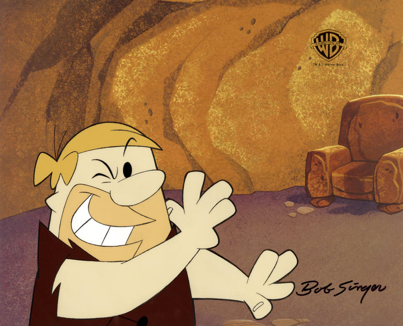 The Flintstones Original Production Cel With Matching Drawing Signed Bob Singer: Barney Rubble