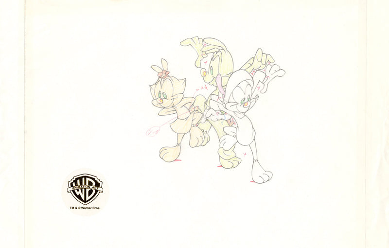 Animaniacs Original Production Drawing: Yakko, Wakko, Dot
