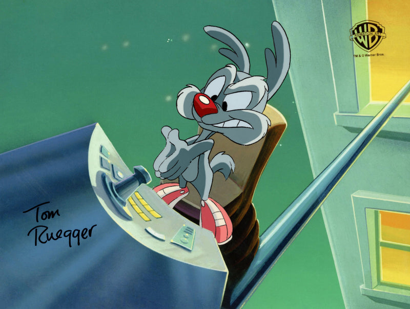 Tiny Toons Original Production Cel with Matching Drawing Signed by Tom Ruegger: Calamity Coyote