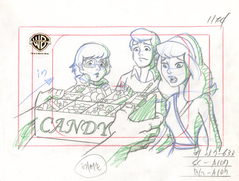 What's New, Scooby-Doo? Original Production Layout Drawing: Velma, Fred, Daphne