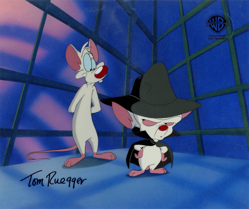 Pinky And The Brain Original Production Cel Signed by Tom Ruegger: Pinky, Brain