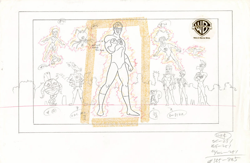 Duck Dodgers Original Production Layout Drawing: Green Lantern Corp
