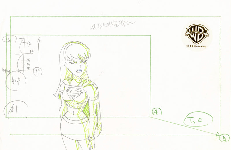 Justice League Unlimited Original Production Layout Drawing: Supergirl