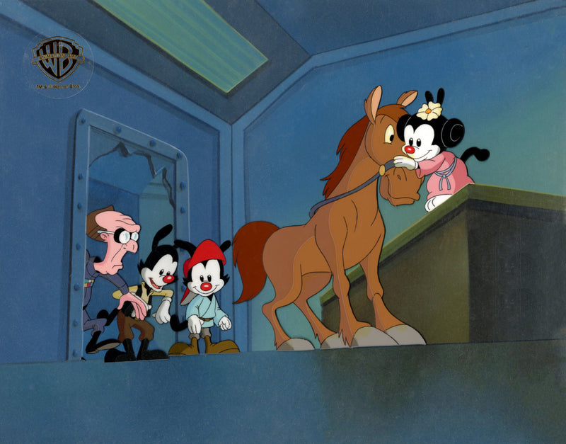 Pinky and the Brain Original Production Cel with Matching Drawings: Princess Dot, Wak Skylicker, Yak Soho, Dr. Scratchansniff