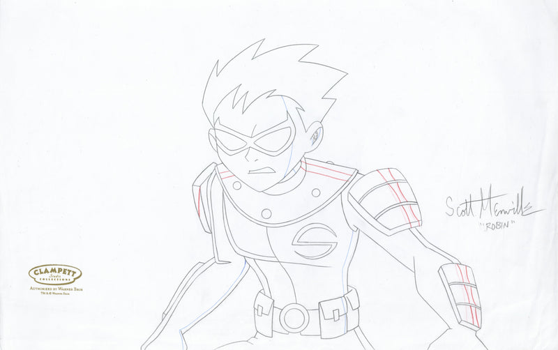 Teen Titans Original Production Drawing Signed by Scott Menville (Oversize): Robin