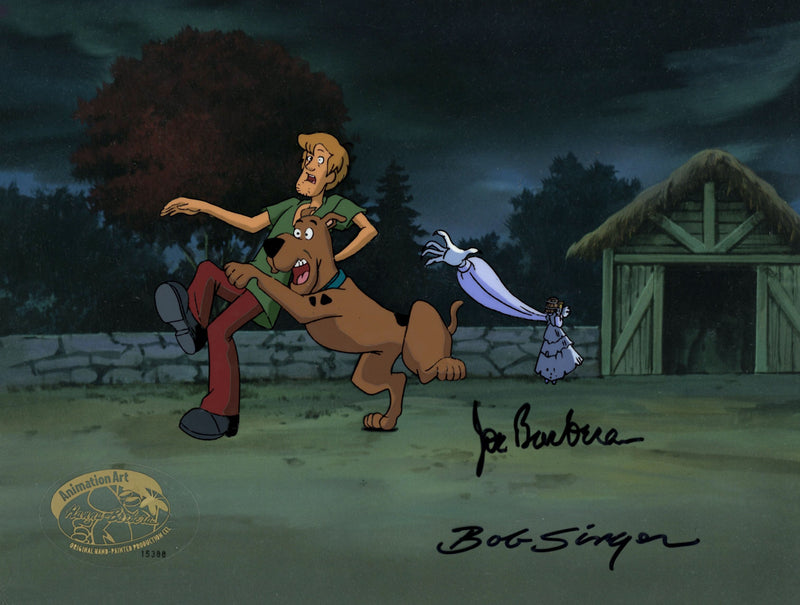 Scooby-Doo and the Witch's Ghost Original Production Cel Signed by Joe Barbera, Bob Singer: Scooby, Shaggy, Sarah Ravencroft