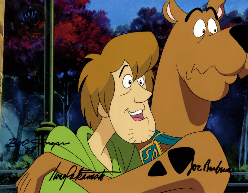 Scooby-Doo and the Witch's Ghost Original Production Cel Signed by Bob Singer, Joe Barbera, and Iwao Takamoto: Scooby-Doo, Shaggy