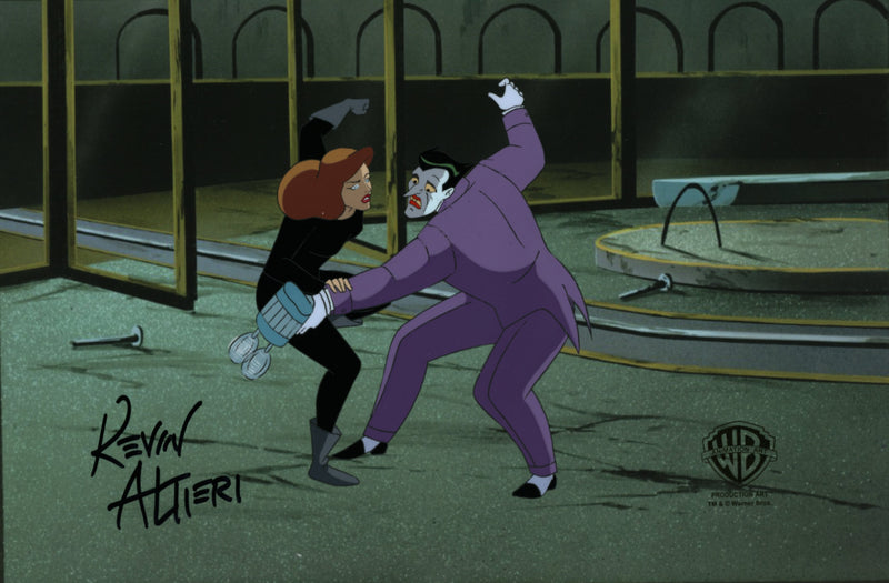 Batman The Animated Series Original Production Cel Signed by Kevin Altieri with Matching Drawing: Joker, Andrea Beaumont