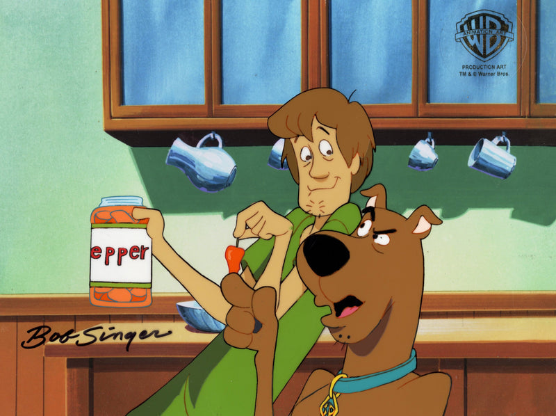 Scooby-Doo on Zombie Island Original Production Cel with Matching Drawing Signed by Bob Singer: Scooby-Doo and Shaggy