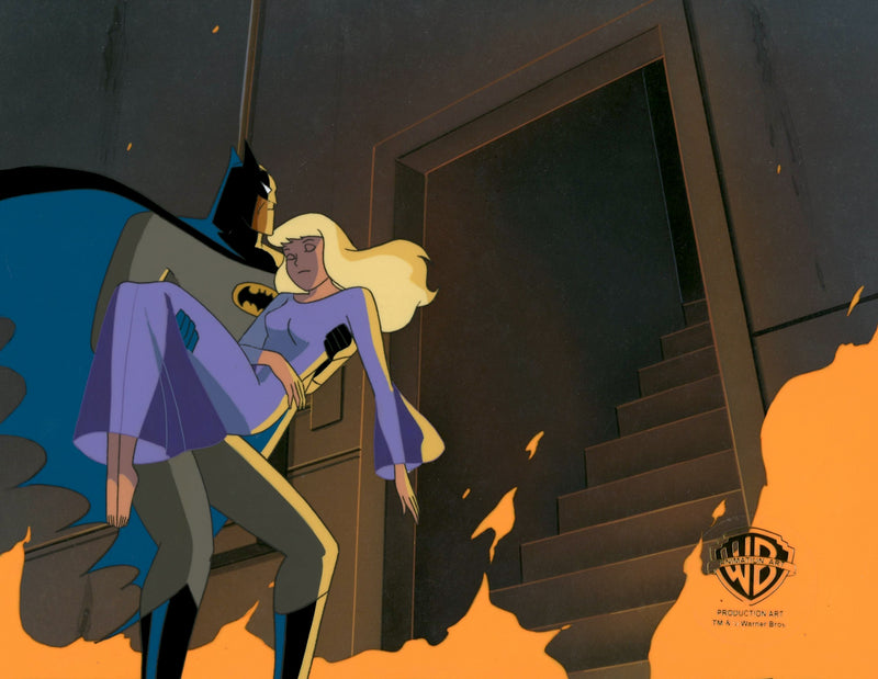Batman and Mr. Freeze SubZero Original Production Cel On Original Background: Batman and Nora Fries