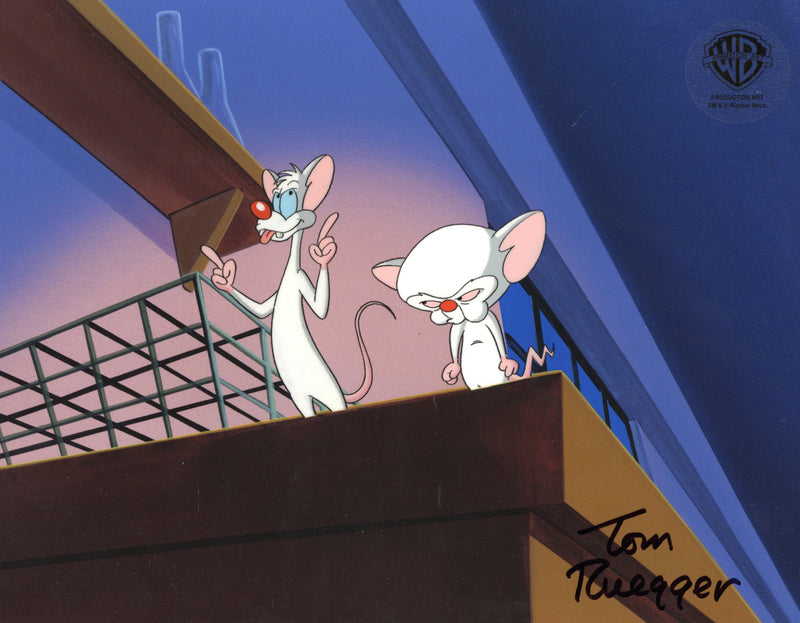 Pinky And The Brain Original Production Cel Signed by Tom Ruegger: Pinky and Brain