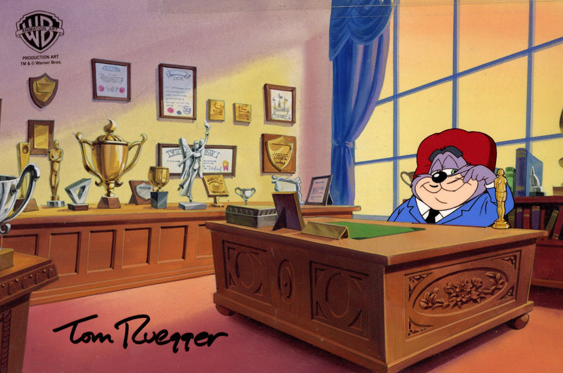 Tiny Toons Original Production Cel on Original Background Signed by Tom Ruegger: Dizzy Devil